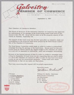 [Letter from William H. Smith to Galveston Chamber of Commerce Members, September 4, 1963]
