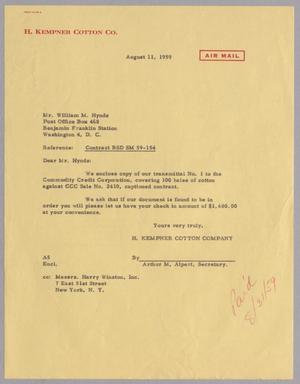 [Letter from Arthur M. Alpert to William M. Hynds, August 11, 1959]