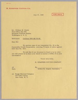 [Letter from Arthur M. Alpert to William M. Hynds, July 17, 1959]