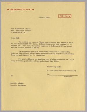 [Letter from Harris L. Kempner to William M. Hynds, April 6, 1959]