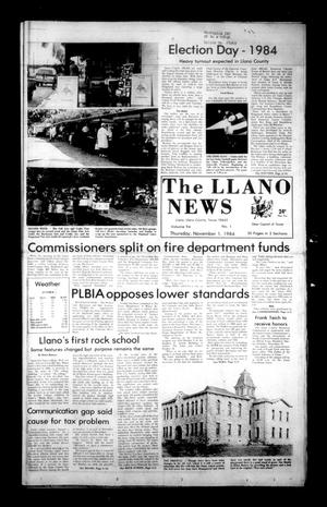 The Llano News (Llano, Tex.), Vol. 94, No. 1, Ed. 1 Thursday, November 1, 1984