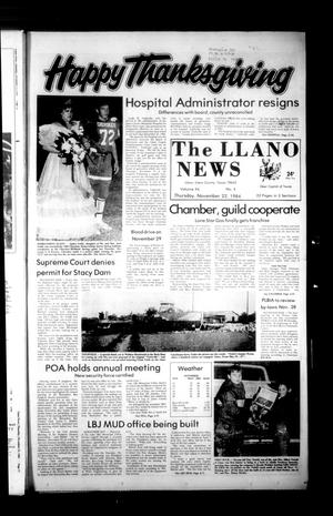 Primary view of object titled 'The Llano News (Llano, Tex.), Vol. 94, No. 4, Ed. 1 Thursday, November 22, 1984'.