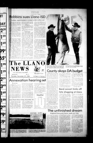 The Llano News (Llano, Tex.), Vol. 94, No. 5, Ed. 1 Thursday, November 29, 1984