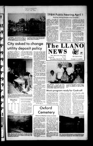 Primary view of object titled 'The Llano News (Llano, Tex.), Vol. 95, No. 20, Ed. 1 Thursday, March 20, 1986'.