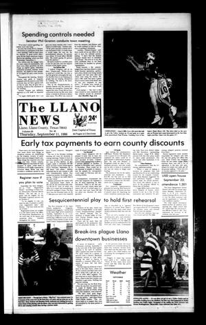 Primary view of object titled 'The Llano News (Llano, Tex.), Vol. 95, No. 46, Ed. 1 Thursday, September 11, 1986'.