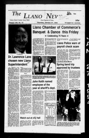 The Llano News (Llano, Tex.), Vol. 106, No. 15, Ed. 1 Thursday, January 27, 1994