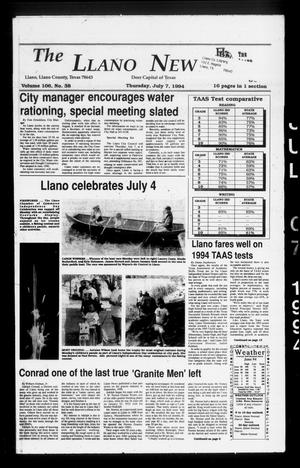 The Llano News (Llano, Tex.), Vol. 106, No. 38, Ed. 1 Thursday, July 7, 1994