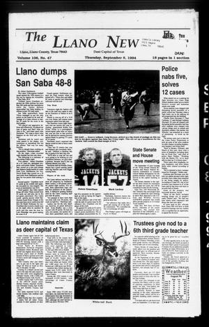 Primary view of object titled 'The Llano News (Llano, Tex.), Vol. 106, No. 47, Ed. 1 Thursday, September 8, 1994'.