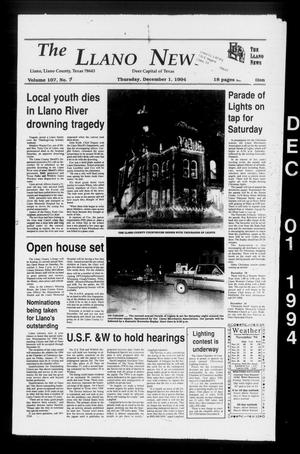 The Llano News (Llano, Tex.), Vol. 107, No. 7, Ed. 1 Thursday, December 1, 1994