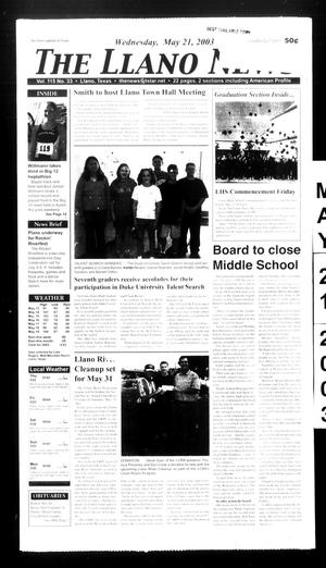 Primary view of object titled 'The Llano News (Llano, Tex.), Vol. 115, No. 33, Ed. 1 Wednesday, May 21, 2003'.