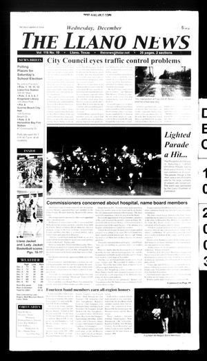 Primary view of object titled 'The Llano News (Llano, Tex.), Vol. 116, No. 10, Ed. 1 Wednesday, December 10, 2003'.