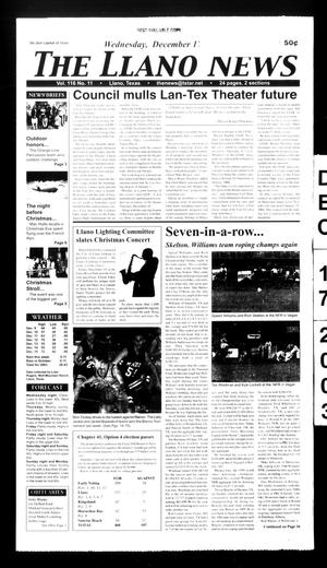 The Llano News (Llano, Tex.), Vol. 116, No. 11, Ed. 1 Wednesday, December 17, 2003