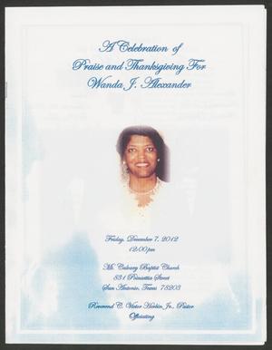 [Funeral Program for Wanda F. Alexander, December 7, 2012]