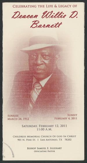 [Funeral Program for Deacon Willie D. Bennet, February 12, 1011]