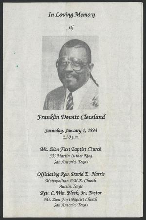 [Funeral Program for Franklin Dewitt Cleveland, January 1, 1993]