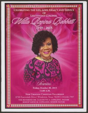 [Funeral Program for Willa Regina Bobbit, October 30, 2015]
