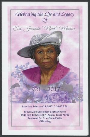 [Funeral Program for Sis. Juanita 'neat' Manor, February 25, 2017]
