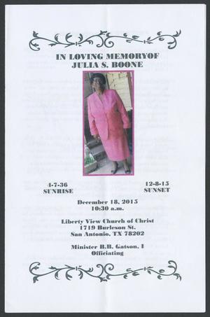 [Funeral Program for Julia S. Boone, December 18, 2015]