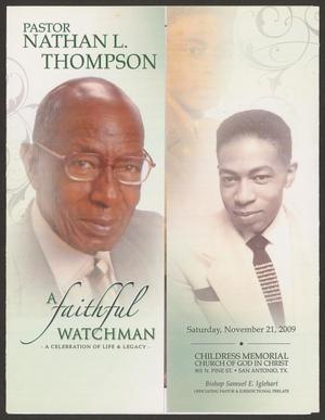 Primary view of object titled '[Funeral Program for Pastor Nathan L. Thompson, November 21, 2009]'.