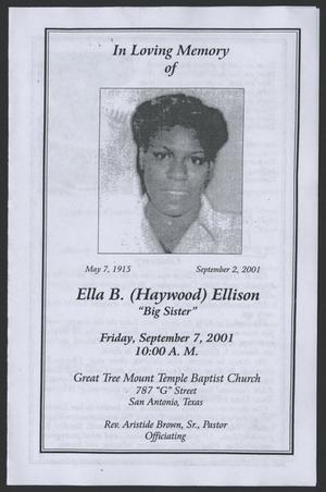 [Funeral Program for Ella B. (Haywood) Ellison, September 7, 2001]