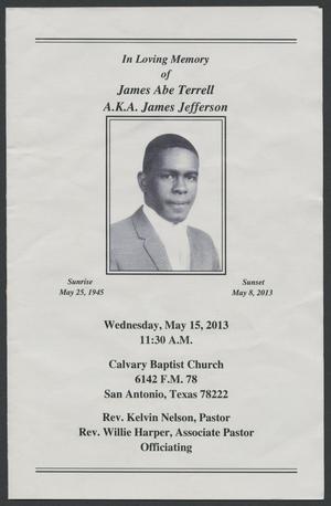 [Funeral Program for James Abe Terrell, May 15, 2013]