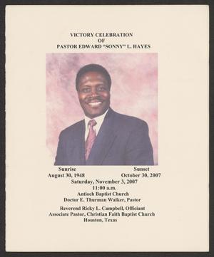 [Funeral Program for Pastor Edward "Sonny" L. Hayes, November 3, 2007]