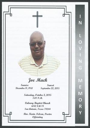 [Funeral Program for Joe Mack, October 3, 2015]