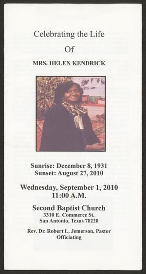 [Funeral Program for Mrs. Helen Kendrick, December 8, 1931]