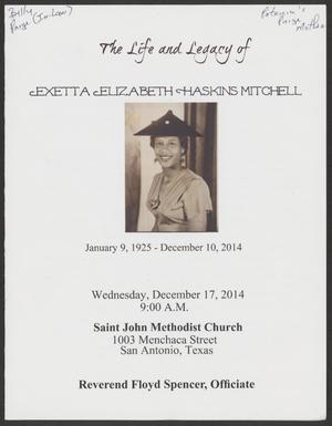 Primary view of object titled '[Funeral Program for Exetta Elizabeth Haskins Mitchell, December 17, 2014]'.