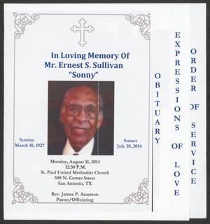 [Funeral Program for Mr. Ernest S. Sullivan, August 11, 2014]