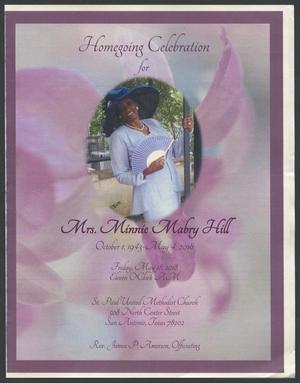 Primary view of object titled '[Funeral Program for Mrs. Minnie Mabry Hill, May 18, 2018]'.