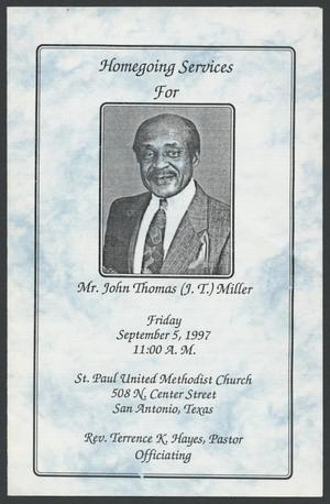 [Funeral Program for Mr. John Thomas (J. T. ) Miller, September 5, 1997]