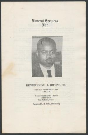 [Funeral Program for Reverend H. L. Owens, Sr., November 13, 1980]