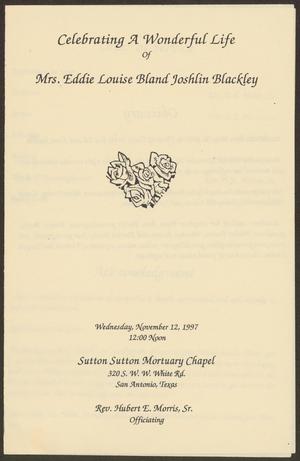 [Funeral Program for Mrs. Eddie Louise Bland Joshlin Blackley, November 12, 1997]
