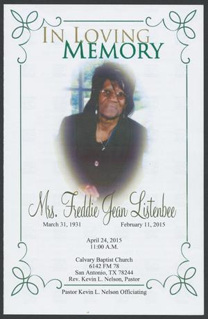 [Funeral Program for Mrs. Freddie Jean Listenbee, April 24, 2015]