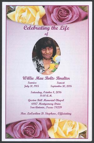 [Funeral Program for Willie Mae Bolts Boulter, October 8, 2016]