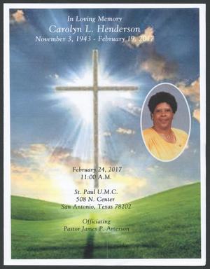 Primary view of object titled '[Funeral Program for Carolyn L. Henderson, February 24, 2017]'.