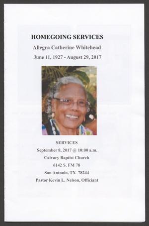 [Funeral Program for Allegra Catherine Whitehead, September 8, 2017]