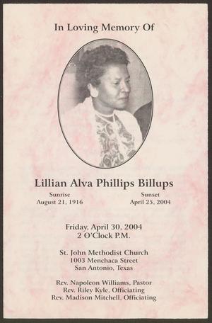 [Funeral Program for Lillian Alva Phillips Billups, April 30, 2004]
