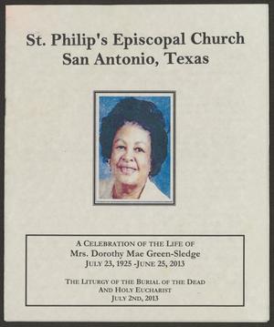 [Funeral Program for Mrs. Dorothy Mae Green-Sledge, July 2, 2013]