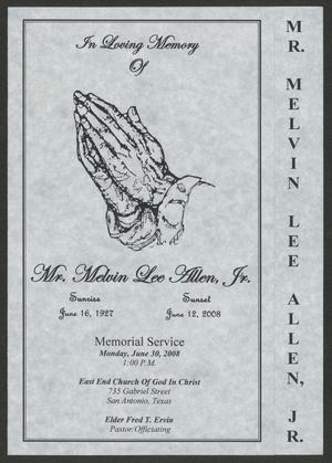 [Funeral Program for Mr. Melvin Lee Allen, Jr., June 30, 2008]