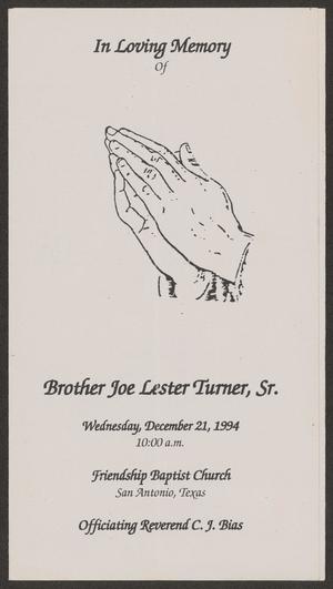 Primary view of object titled '[Funeral Program for Brother Joe Lester Turner, Sr., December 21, 1994]'.