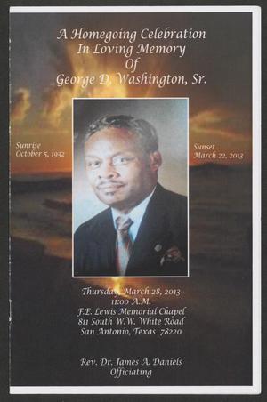 [Funeral Program for George D. Washington, Sr., March 28, 2013]
