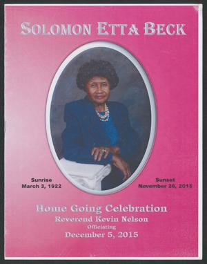 [Funeral Program for Solomon Etta Beck, December 5, 2015]