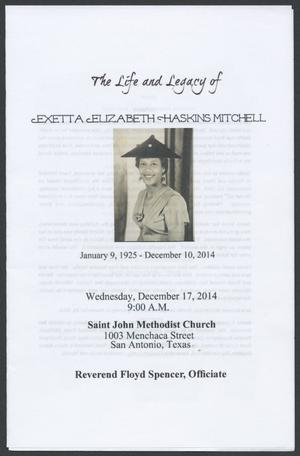 [Funeral Program for Exetta Elizabeth Haskins Mitchell, December 17, 2014]