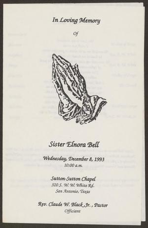 [Funeral Program for Sister Elnora Bell, December 8, 1993]