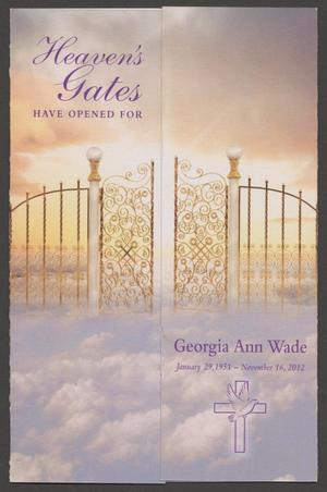 [Funeral Program for Georgia Ann Wade, November 26, 2012]
