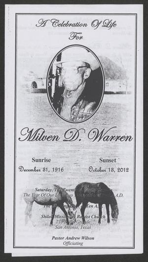 [Funeral Program for Milven D. Warren, October 20, 2012]