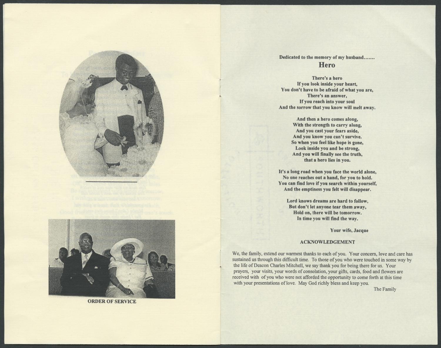 [Funeral Program for Deacon Charles L. Mitchell, November 20, 2004]
                                                
                                                    [Sequence #]: 4 of 5
                                                