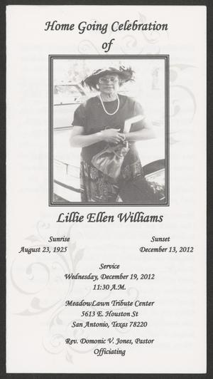 [Funeral Program for Lillie Ellen Williams, December 19, 2012]
